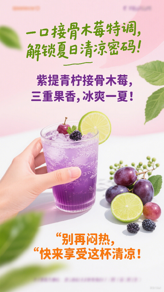 紫提青柠接骨木莓饮料浓浆